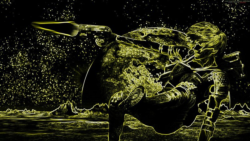 sci-fi soldier with weapon