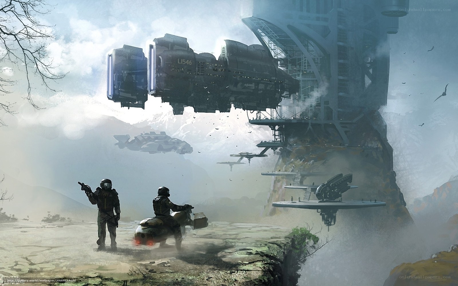 Sci-fi soldiers at base