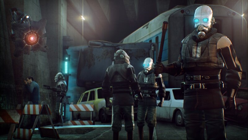 Sci-fi soldiers in a dystopian station