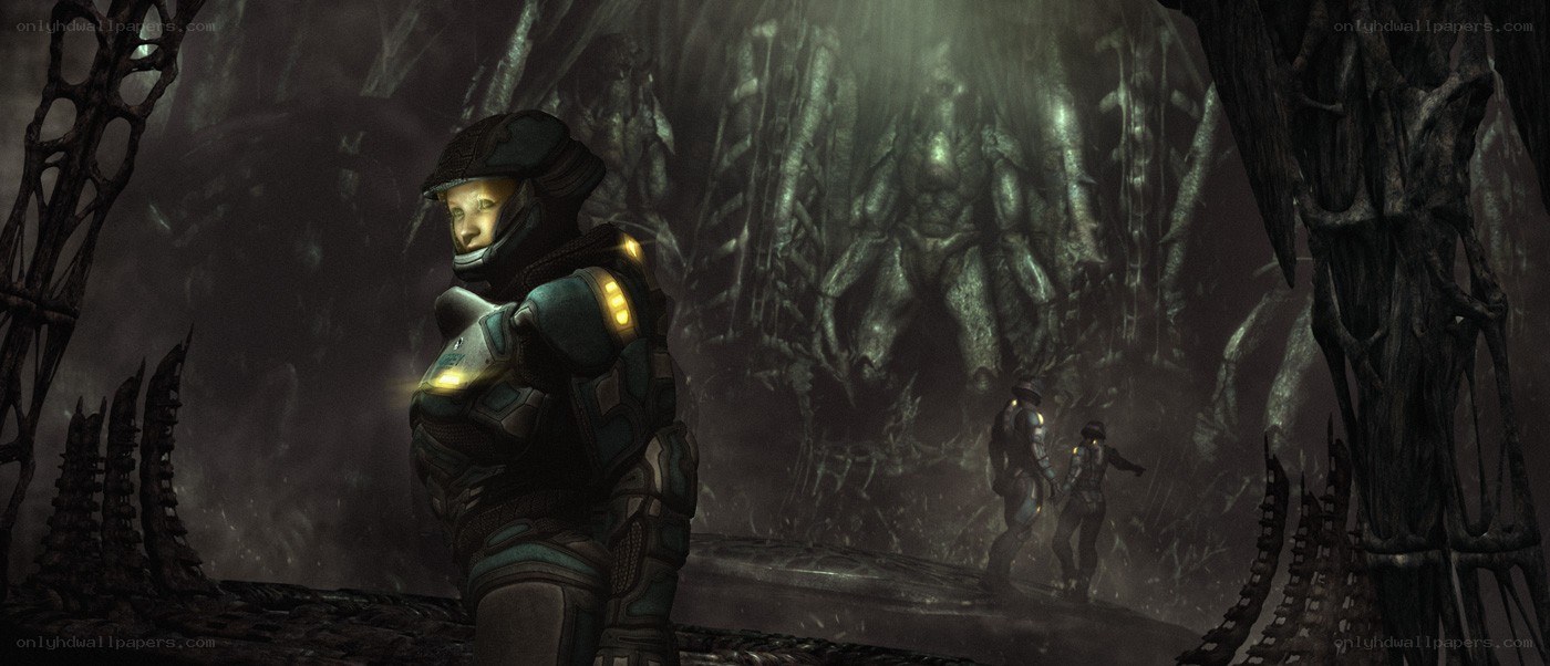 sci-fi soldiers in alien hive