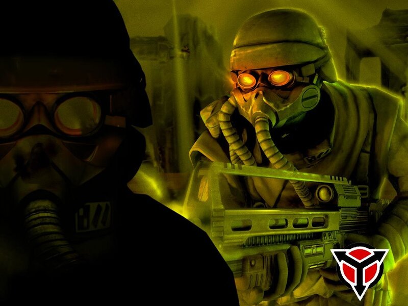 Sci-fi soldiers in gas masks