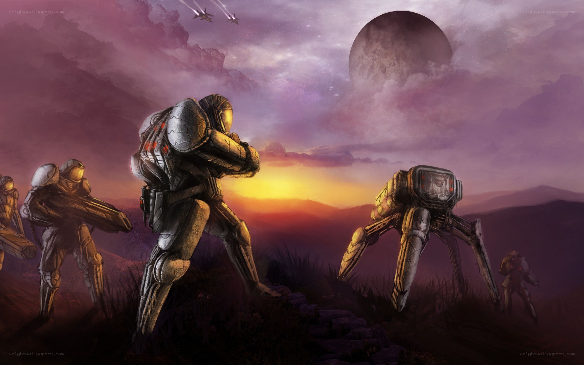 sci-fi soldiers on alien planet