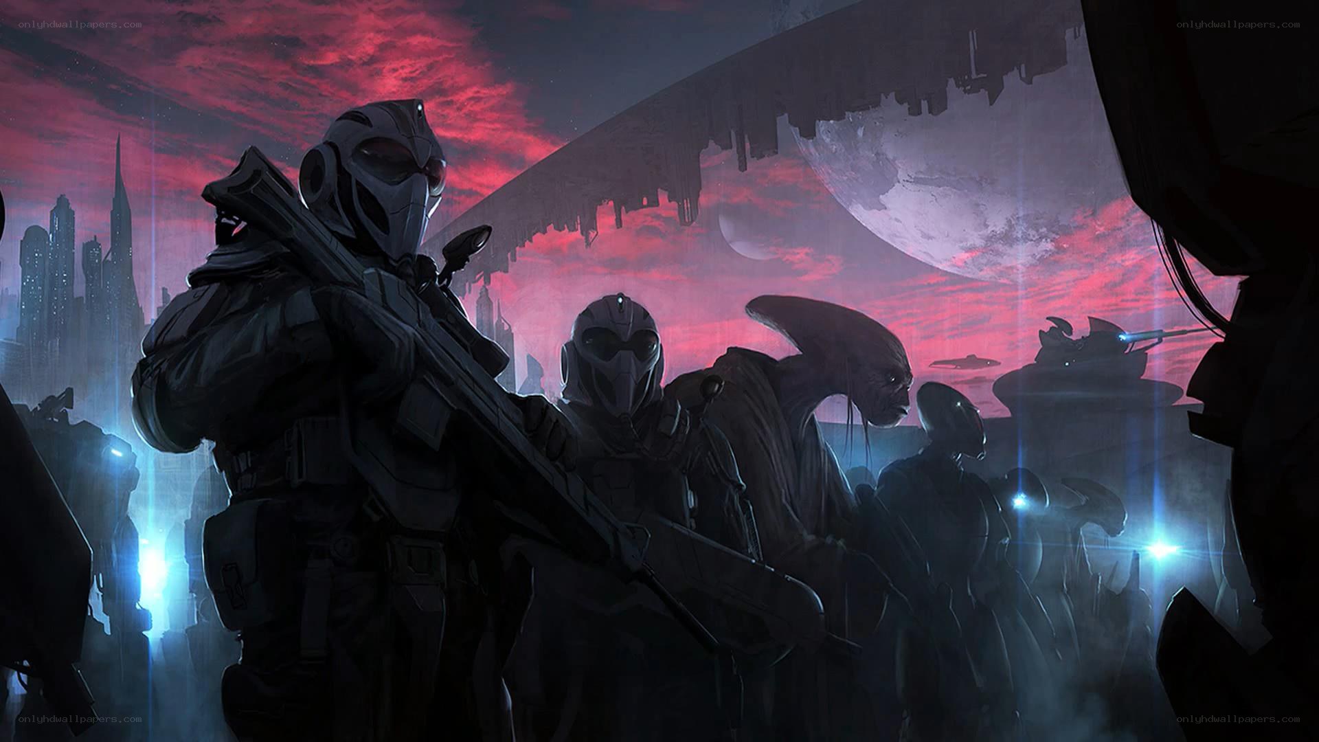 sci-fi soldiers on alien planet