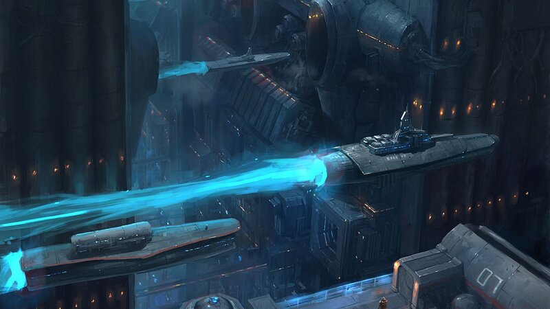 Sci-fi space battle scene