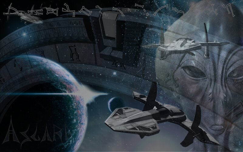 Sci-fi space battle scene