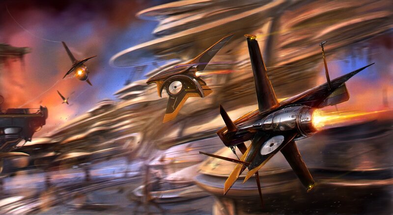 Sci-fi space dogfight