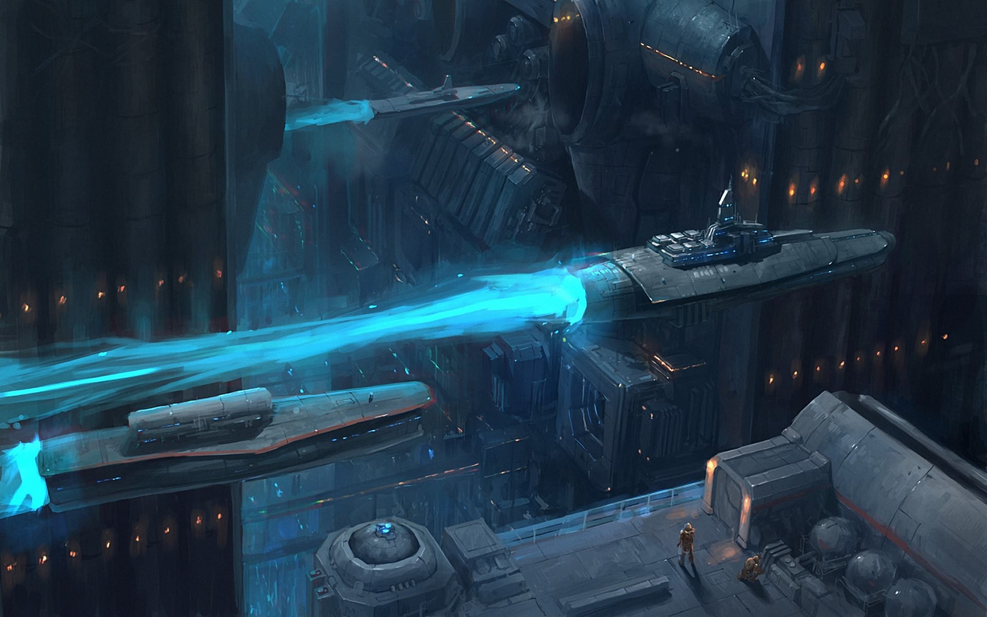 Sci-fi space station battle