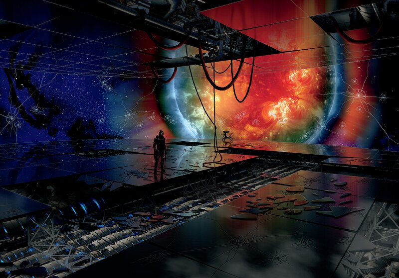 sci-fi space station interior
