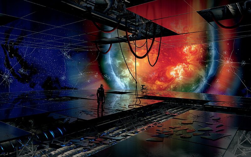 sci-fi space station interior
