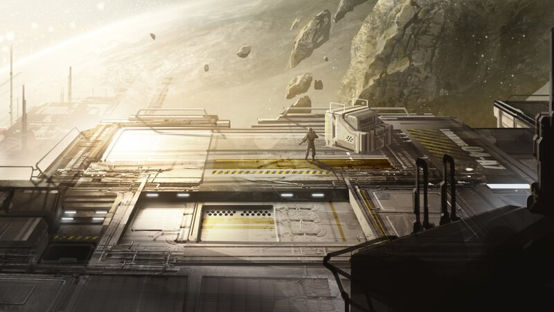 sci-fi space station platform