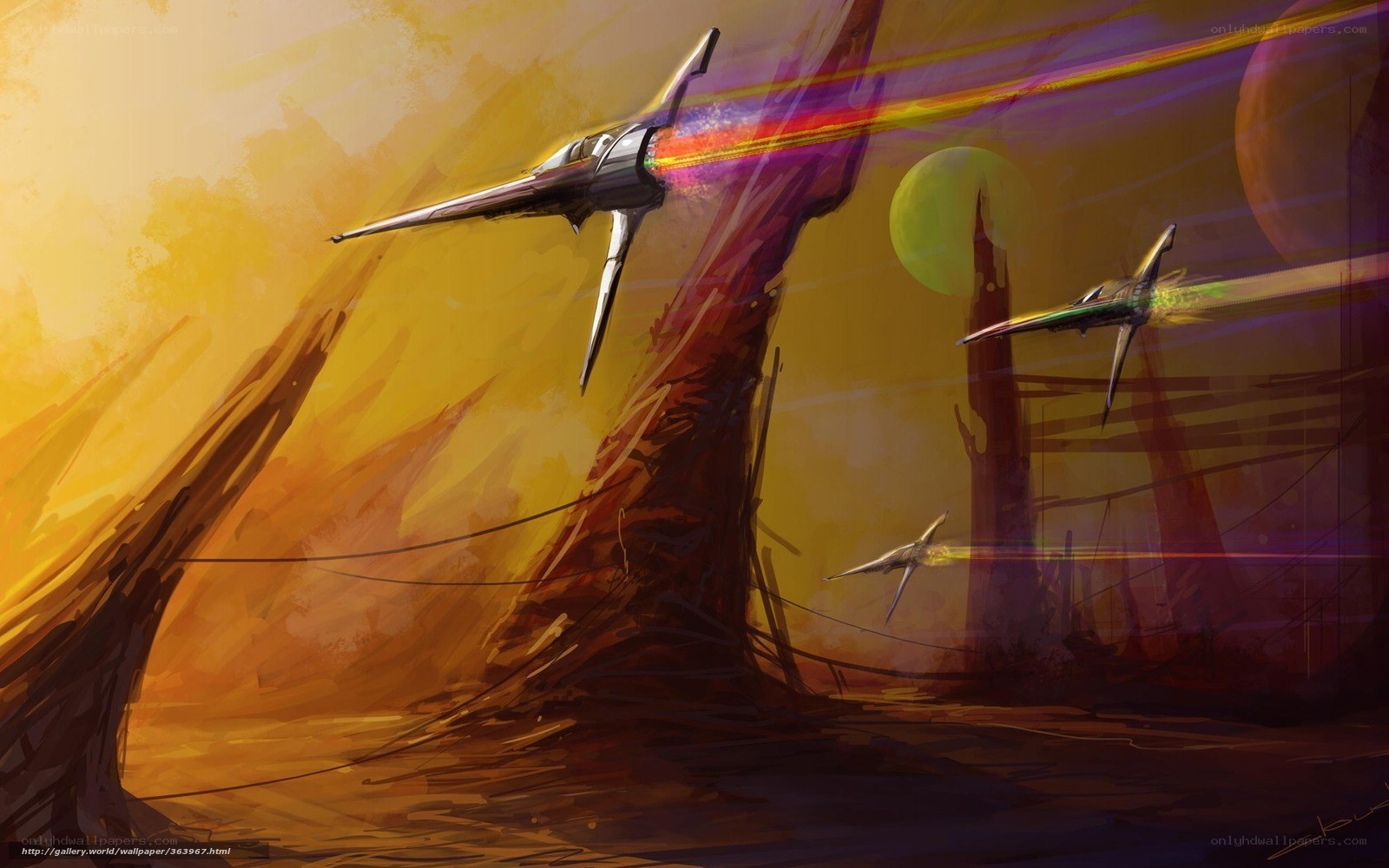 Sci-fi spacecraft in alien landscape