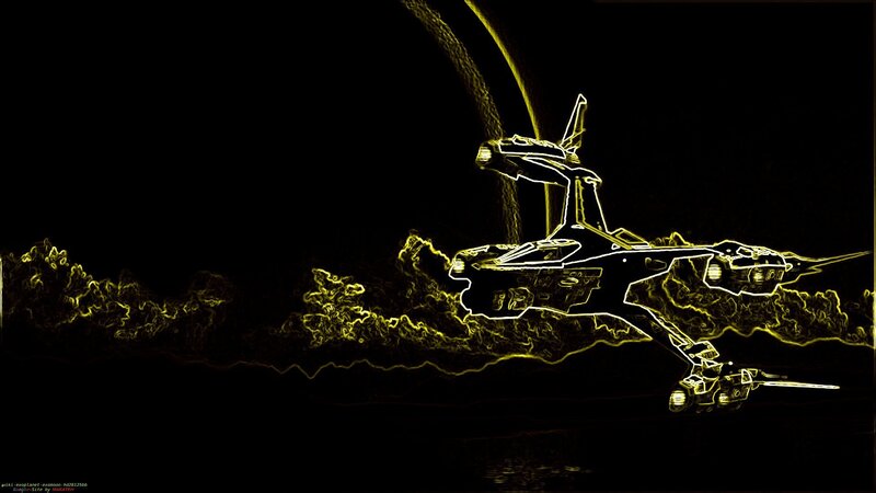 sci-fi spacecraft in neon outline