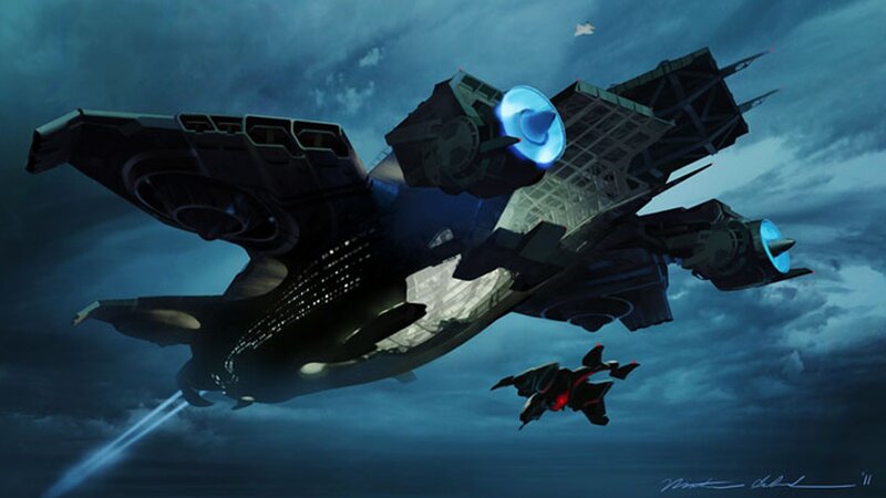 Sci-fi spaceship battle