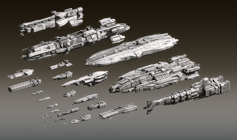 Sci-fi spaceship fleet collection