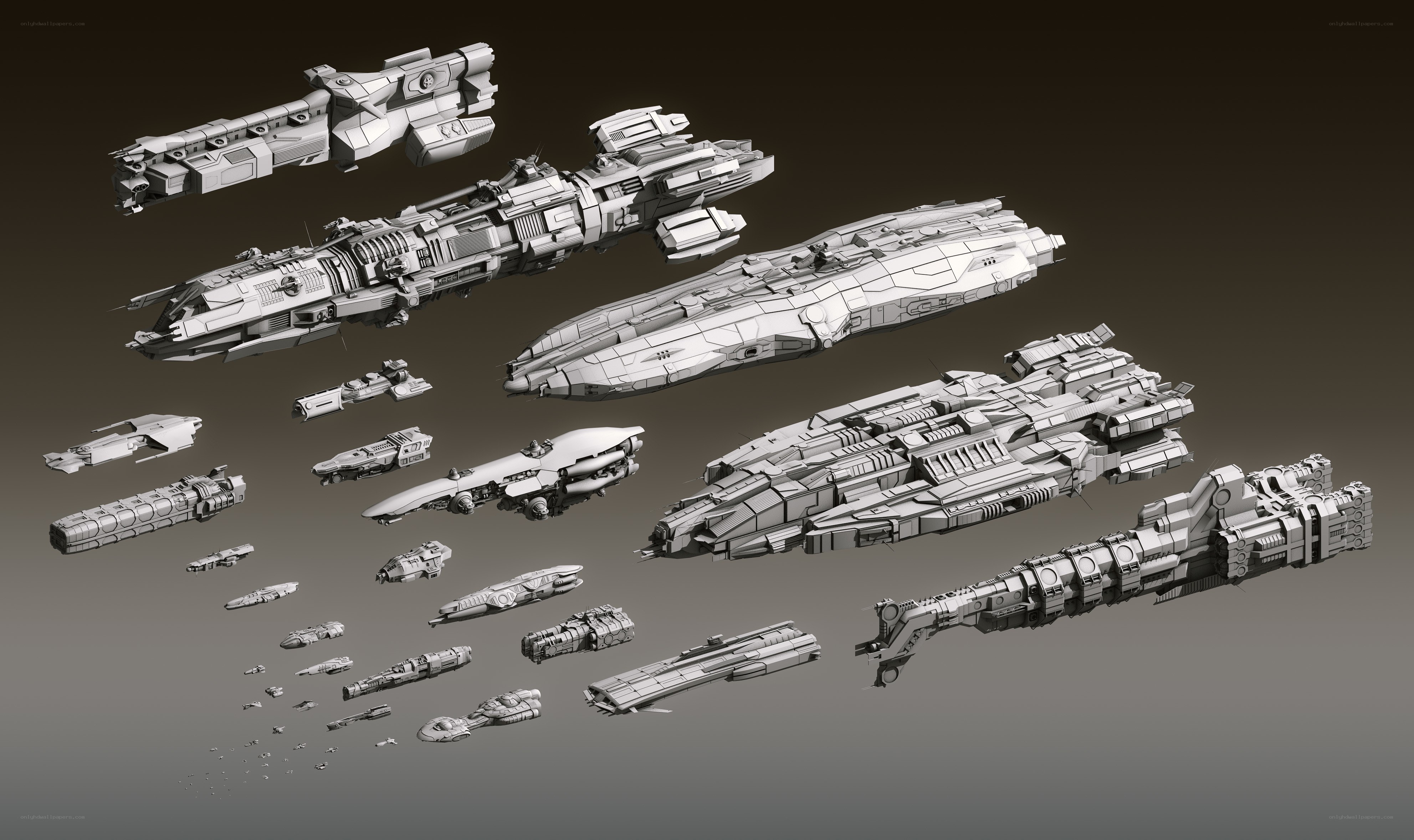Sci-fi spaceship fleet collection