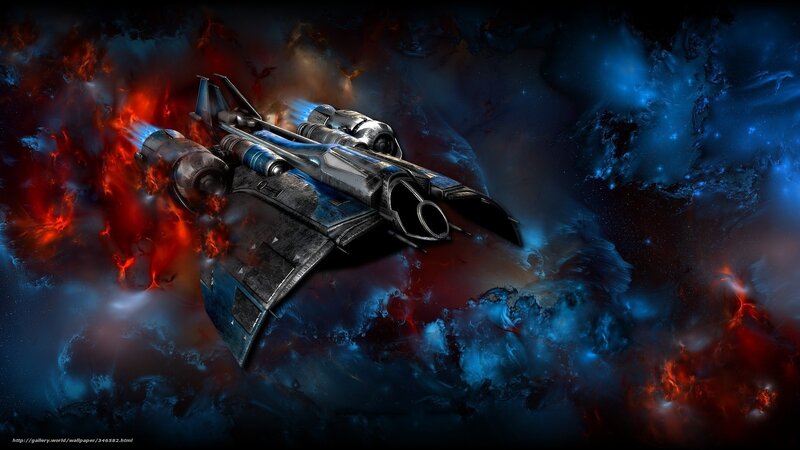 Sci-fi Spaceship in Nebula