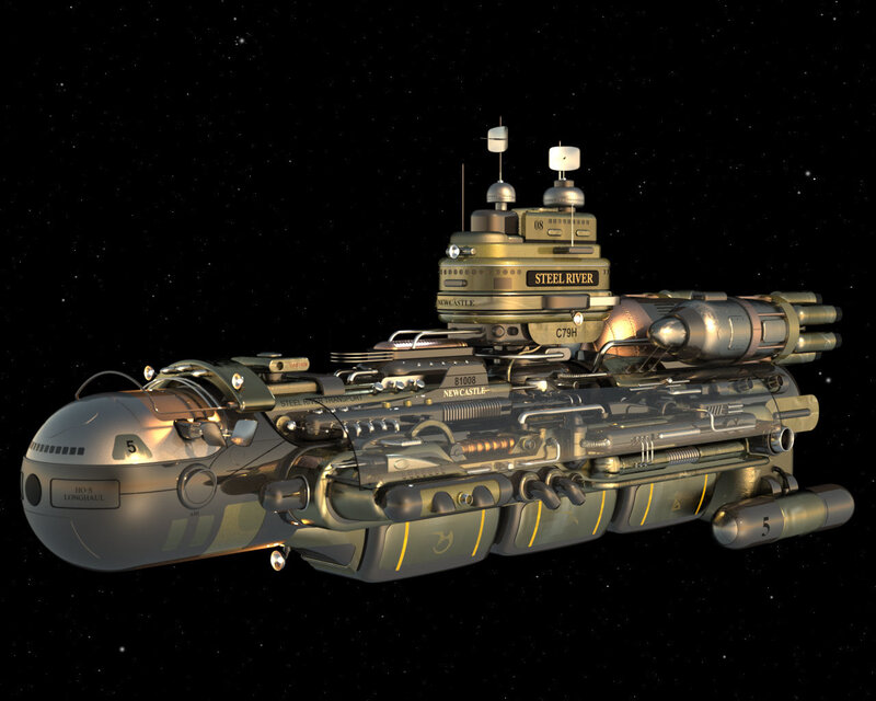 Sci-fi spaceship in space