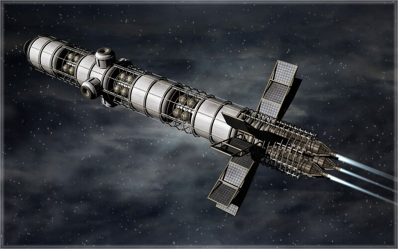 Sci-fi Spaceship in Space — Gray