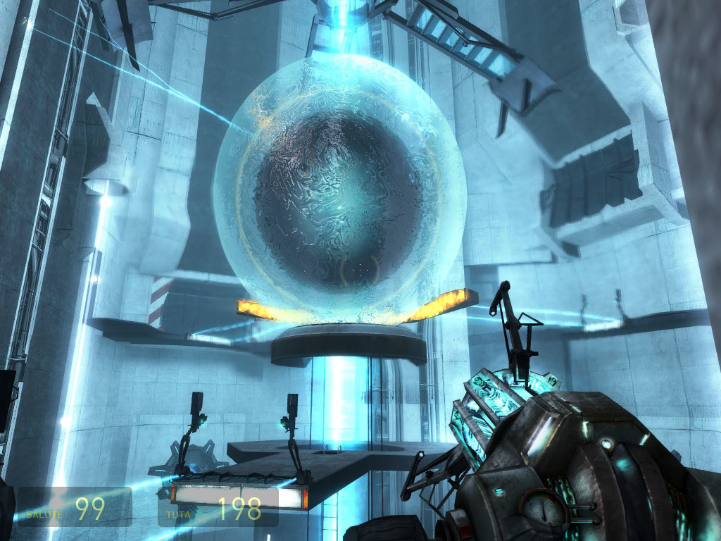 sci-fi sphere in a lab