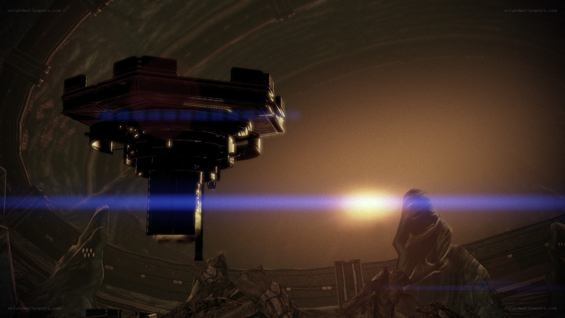 Sci-fi structure in a hazy landscape