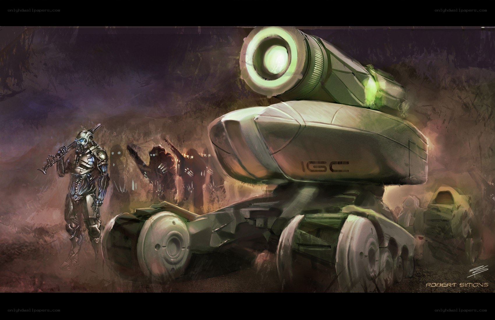 sci-fi tank and soldier
