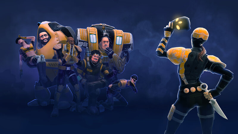 Sci-fi team in futuristic gear