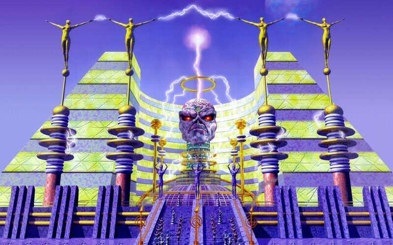 Sci-fi temple with alien head