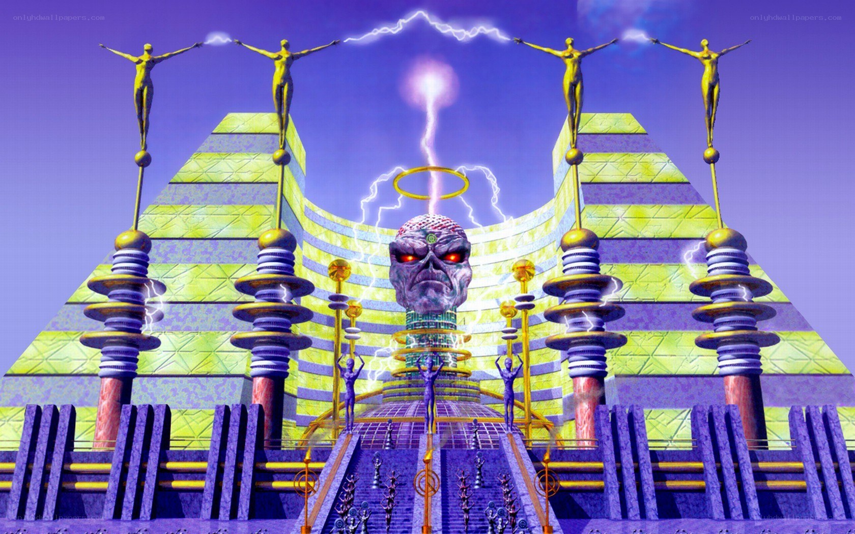 Sci-fi temple with alien head