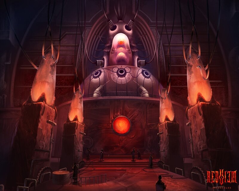 Sci-fi temple with central machine