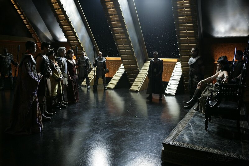 Sci-fi throne room gathering