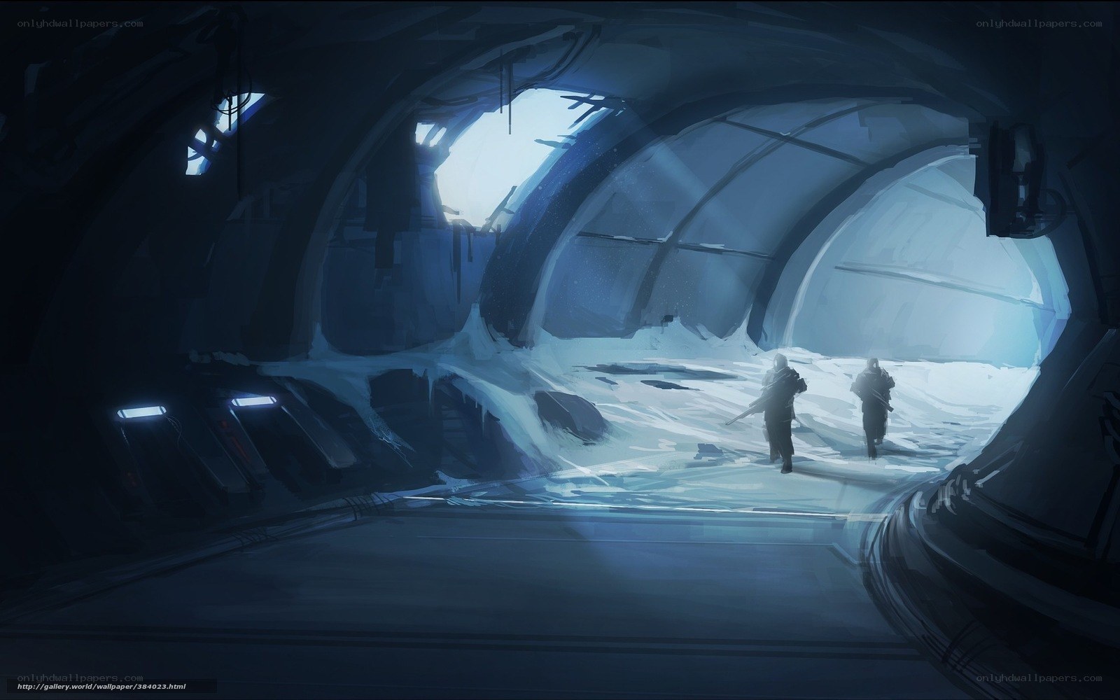 sci-fi tunnel with soldiers
