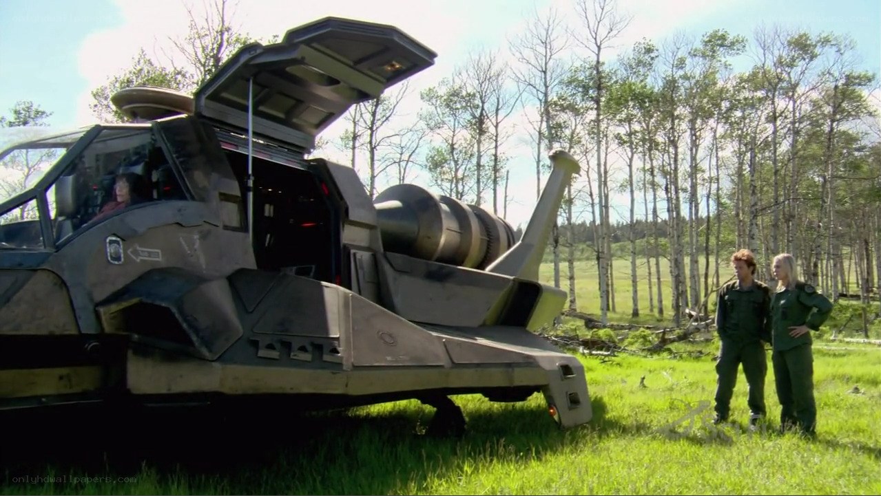 sci-fi vehicle in a field
