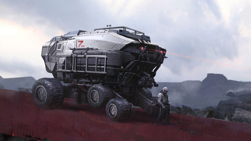 Sci-fi Vehicle on Alien Planet — Gray