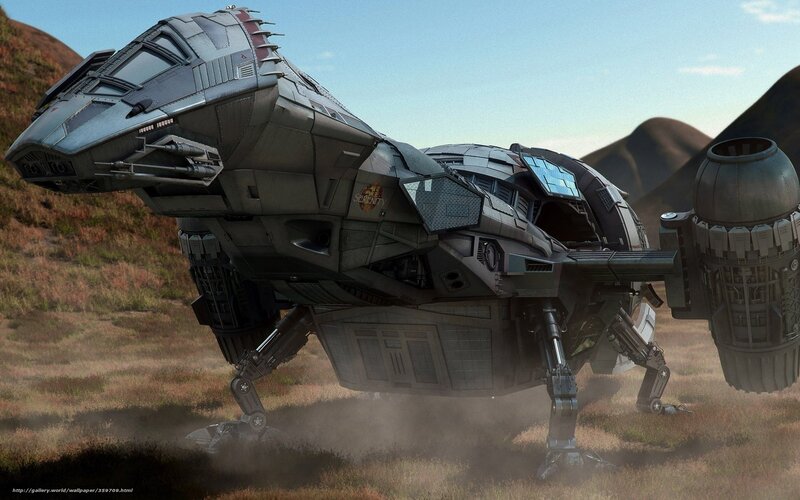 Sci-fi walker on alien planet