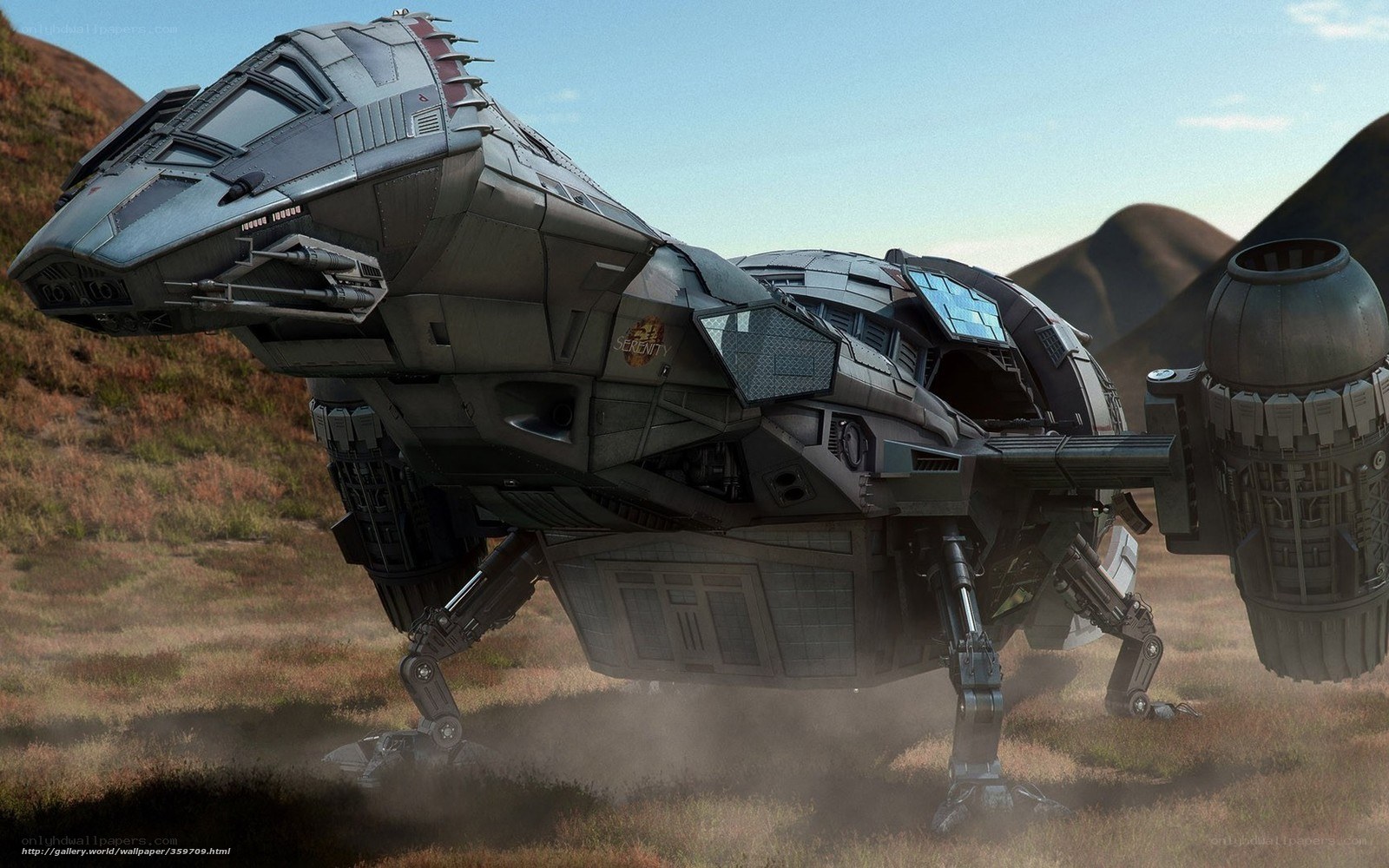 Sci-fi walker on alien planet