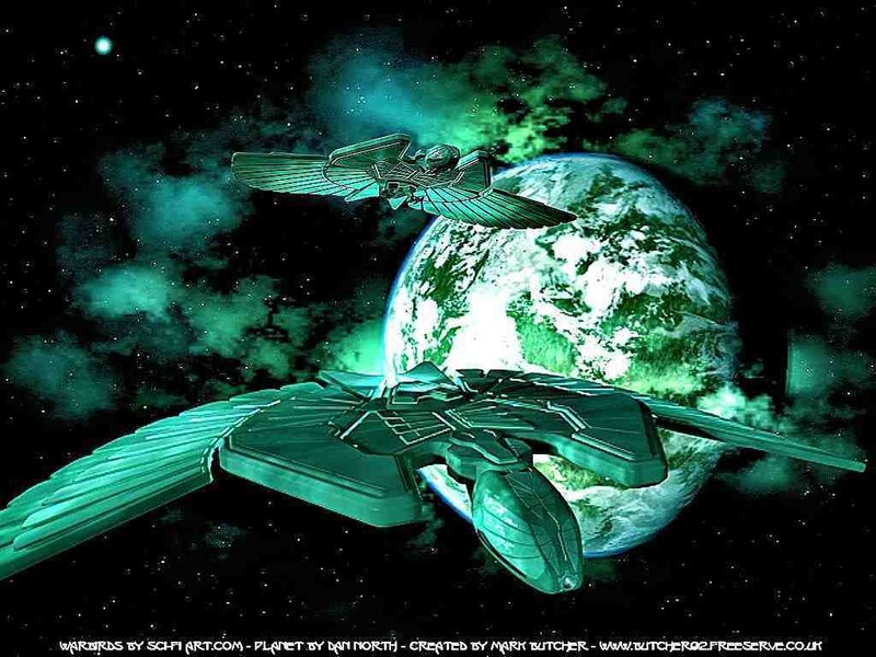 Sci-fi warbirds near a planet