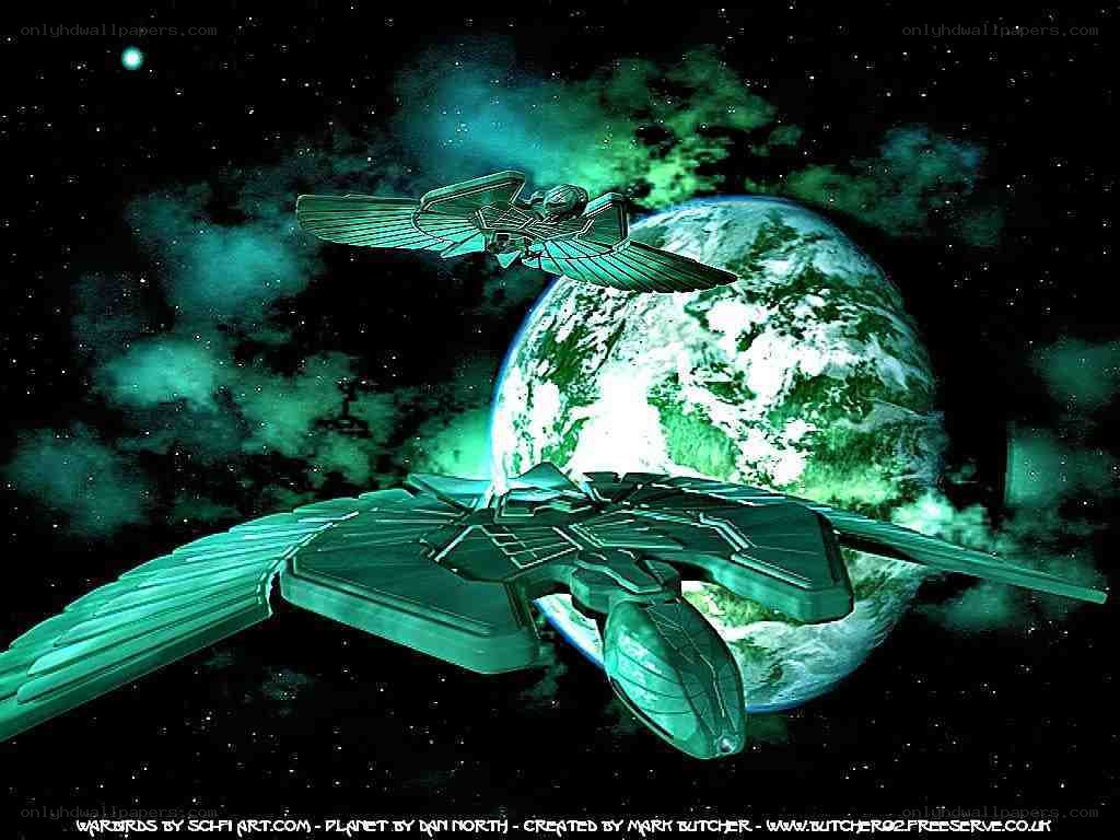 Sci-fi warbirds near a planet
