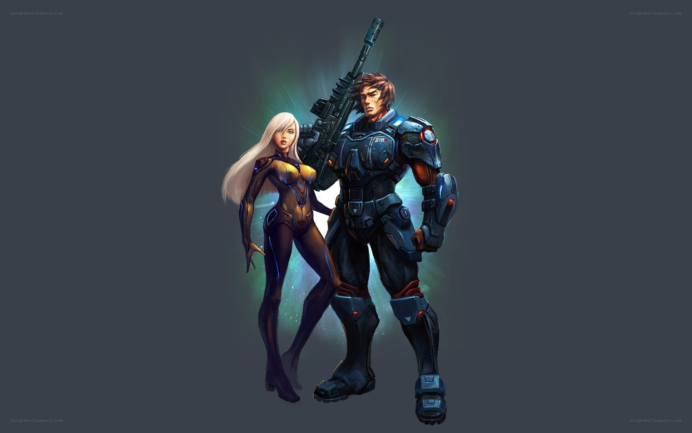 sci-fi warrior duo