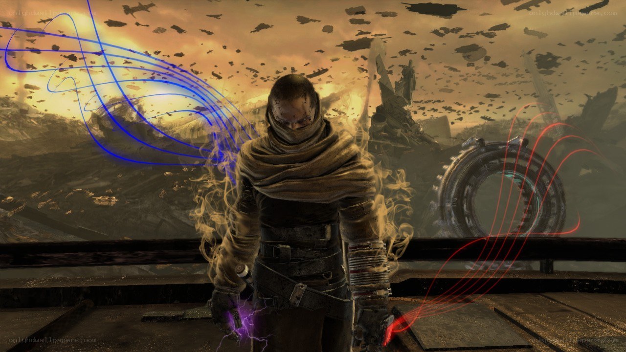 sci-fi warrior in wasteland