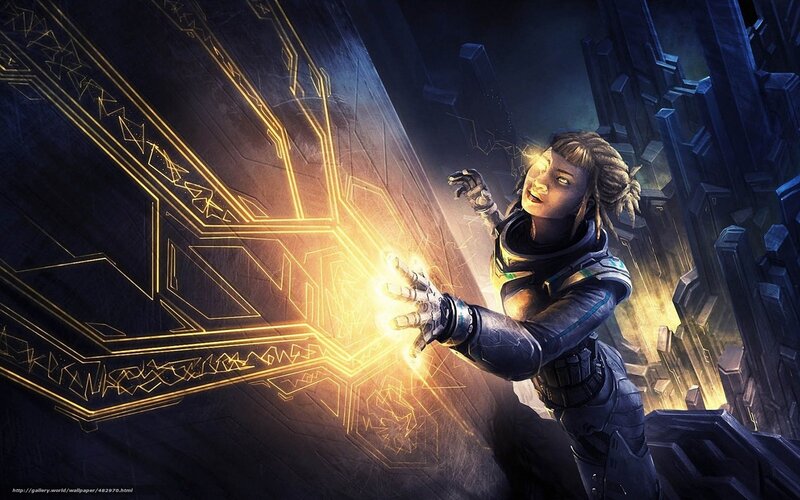 sci-fi warrior interacting with energy