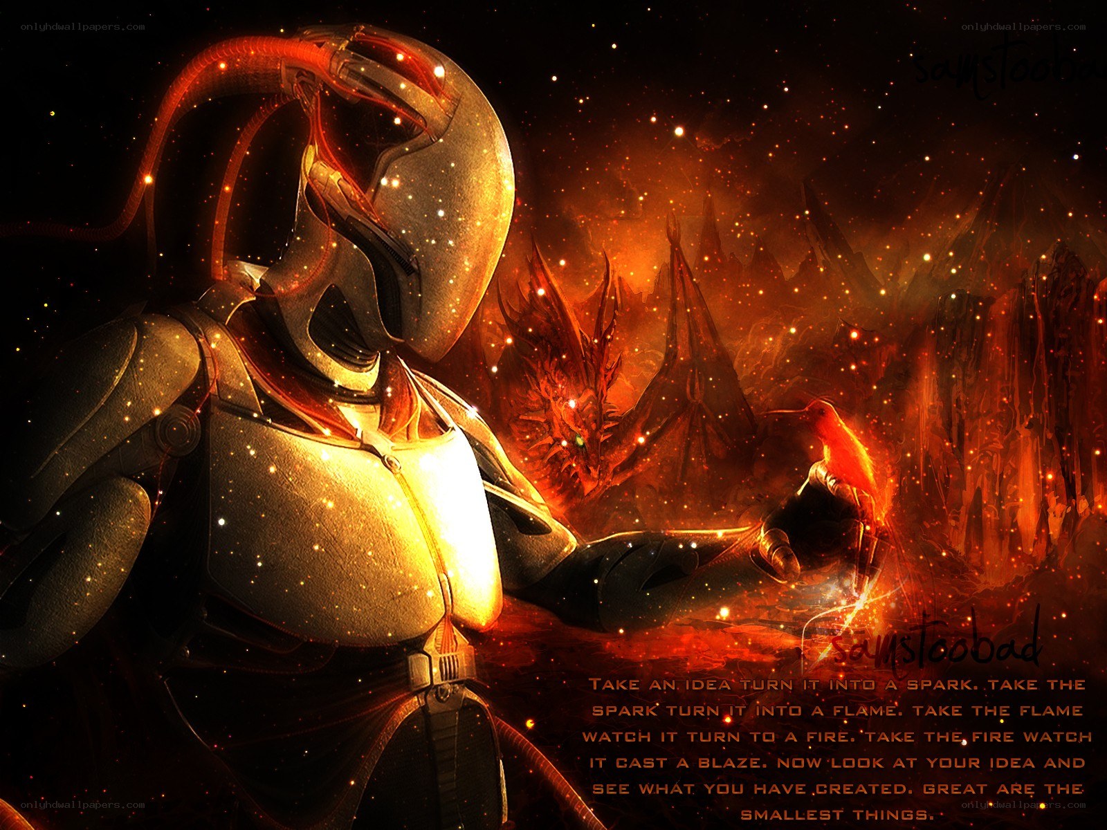 sci-fi warrior with dragon