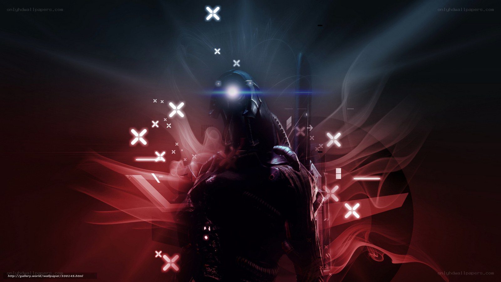sci-fi warrior with glowing symbols