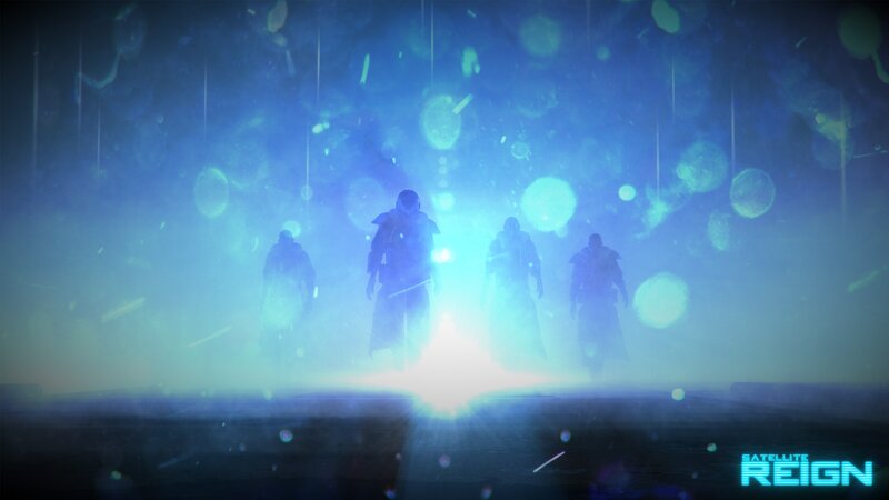 sci-fi warriors in blue light