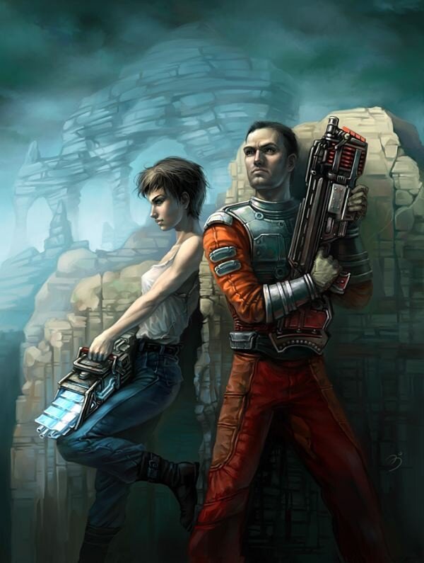 sci-fi warriors in ruins