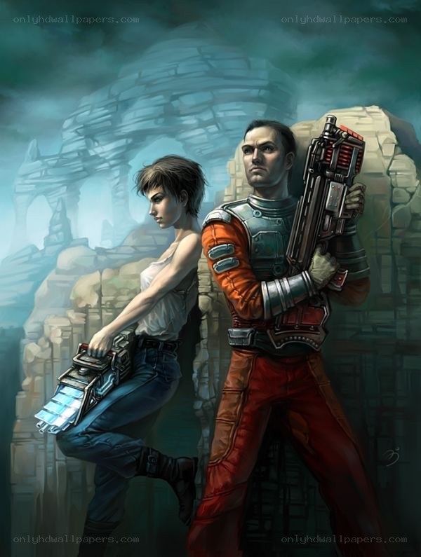 sci-fi warriors in ruins