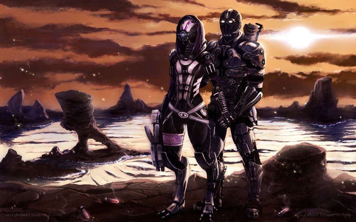 sci-fi warriors on alien shore