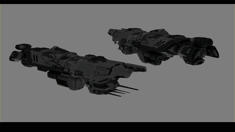 Sci-fi warships in space