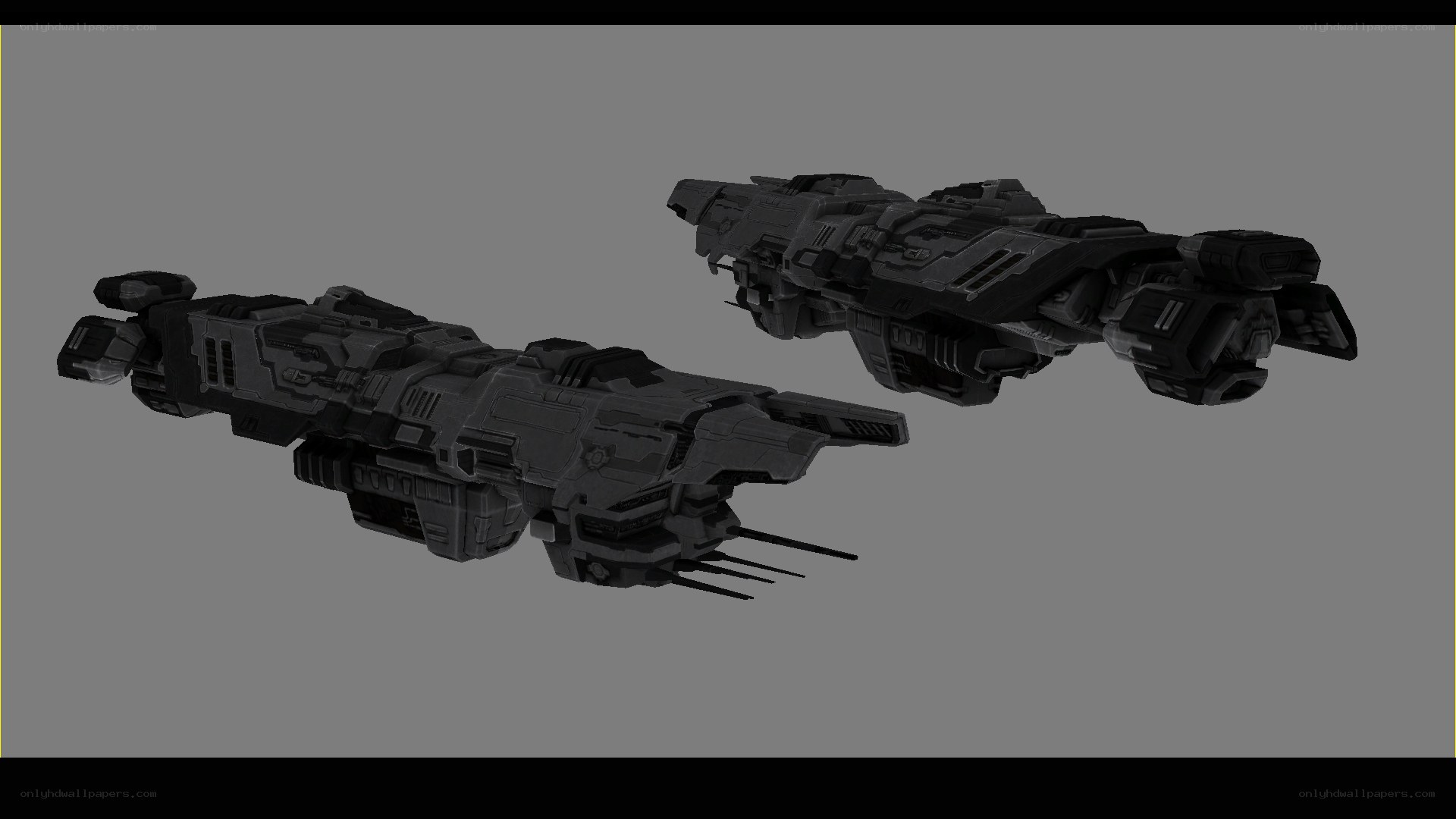 Sci-fi warships in space