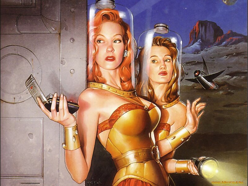 sci-fi women in glass domes