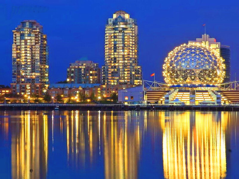 Science Center at Night — Blue, Serene, Photograph